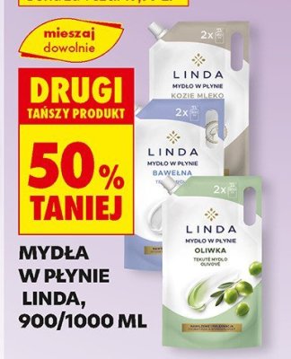Mydła w płynie Linda, 900/1000 ml drugi -50% taniej promocja w Biedronka