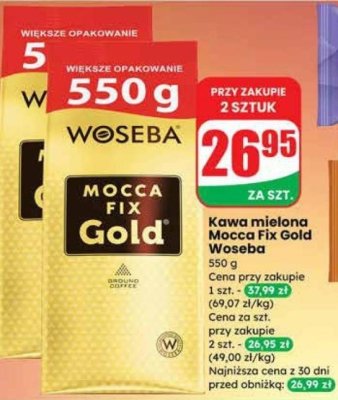 Kawa mielona Mocca Fix Gold 550 g promocja w Dino