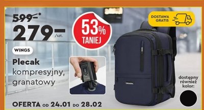Plecak kompresyjny granatowy WINGS promocja w Biedronka