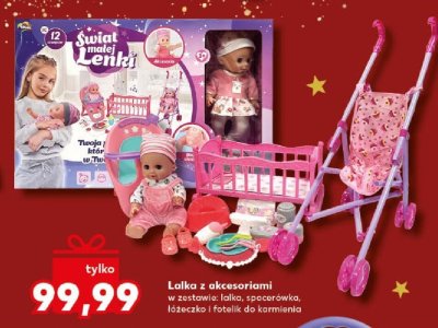 Zabawka Lalka z akcesoriami w zestawie: lalka, spacerowka, łóżeczko i fotelnik do karmienia promocja w Kaufland