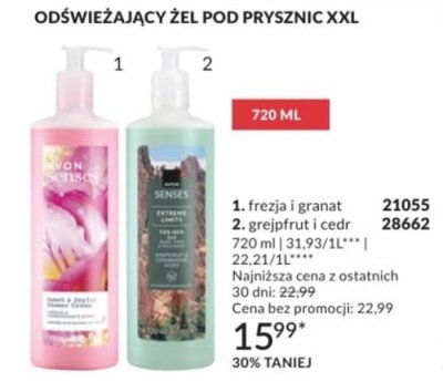 Żel pod prysznic XXL grejpfrut i cedr promocja w AVON