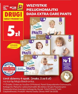 Pieluchomajtki Dada Extra Care Pants różne rodzaje promocja w Biedronka