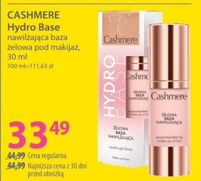 Baza nawilżająco-żelowa pod makijaż CASHMERE Hydro Base 30 ml promocja w Hebe