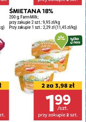 Śmietana 18 % Farm milk promocja