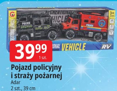 Pojazd policyjny i straży pożarnej 2 szt., 39 cm promocja w Leclerc