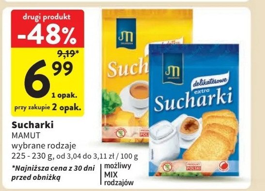 Suchary bezcukrowe Mamut promocja