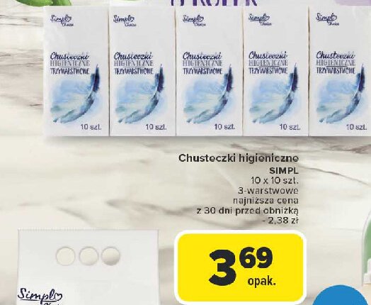 Chusteczki  higieniczne Simpl promocja w Carrefour