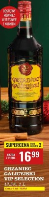 Likier Grzaniec Galicyjski VIP Selection 13,5% promocja w Biedronka
