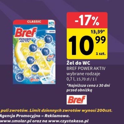 Żel do WC BREF POWER AKTIV wybrane rodzaje promocja w Intermarche