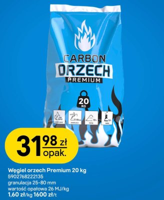 Węgiel orzech Premium 20 kg promocja w Castorama