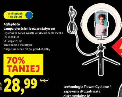 Lampa pierścieniowa ze statywem  promocja w Lidl