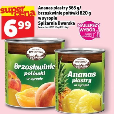 Brzoskwinie połówki w syropie Spiżarnia Dworska 820 g promocja w TOPAZ