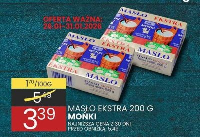 Masło Ekstra 200 g Mońki promocja w Wafelek
