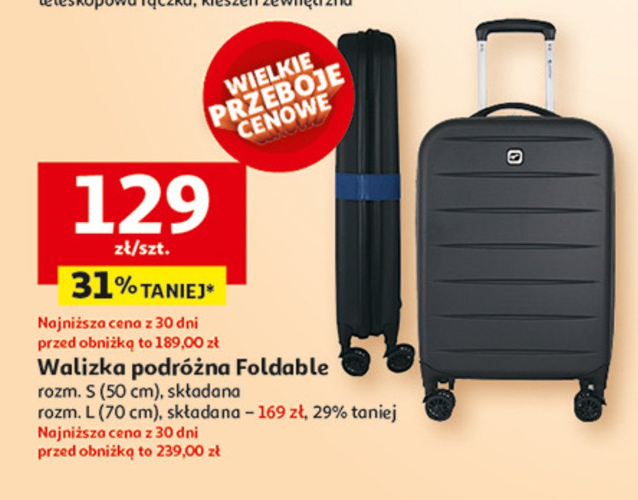 Walizka foldable 50 cm promocja w Auchan