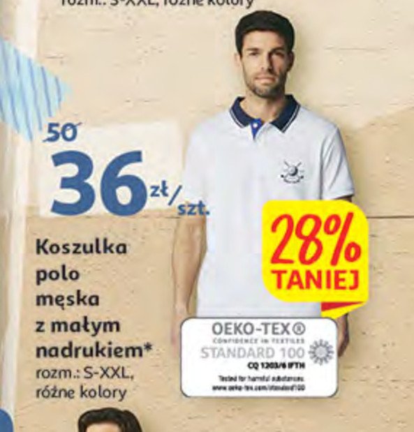 Koszulka polo męska w drobny wzorek s-xxl Auchan inextenso promocja