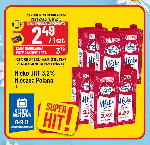 Mleko 3.2 % Mleczna polana promocja