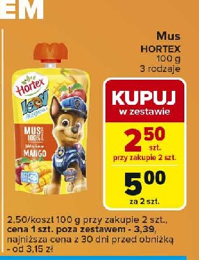 Mus banan jabłko mango banan Hortex leon promocja w Carrefour Express