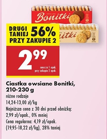 Ciastka owsiane z sezamem Bonitki promocja w Biedronka