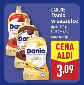 Serek czekoladowo-orzechowy saszetka Danone danio promocja w Aldi