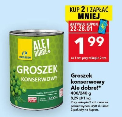 Groszek konserwowy Ale dobre! 400/240 g promocja w LEWIATAN