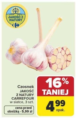 Czosnek JAKOŚĆ Z NATURY CARREFOUR w siatce, 3 szt. promocja w Carrefour