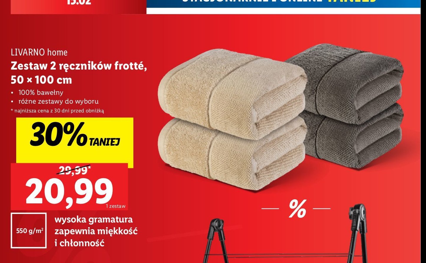 Ręcznik frotte 50 x 100 cm LIVARNO HOME promocja