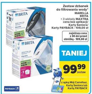 Zestaw dzbanek do filtrowania wody MARELLA BRITA + 3 wkłady MAXTRA promocja w Carrefour