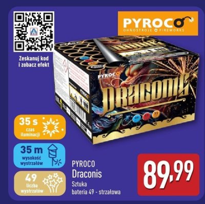Fajerwerki Draconis Sztuka bateria 49-strzałowa promocja w Aldi