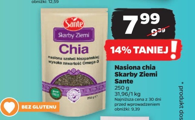 Chia nasiona szałwii hiszpańskiej Sante skarby ziemi promocja