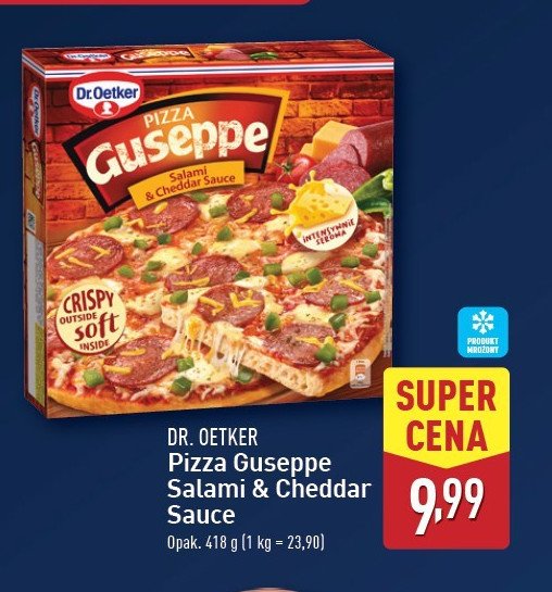 Pizza salami & cheddar sauce Dr. oetker guseppe promocja w Aldi