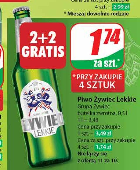 Piwo ŻYWIEC JASNE LEKKIE promocja w Dino