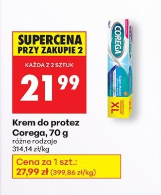 Pasta do zębów Krem do protez Corega różne rodzaje 70g promocja w Biedronka