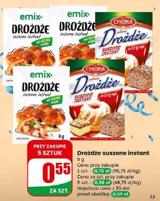 Drożdże suszone instant  promocja w Dino