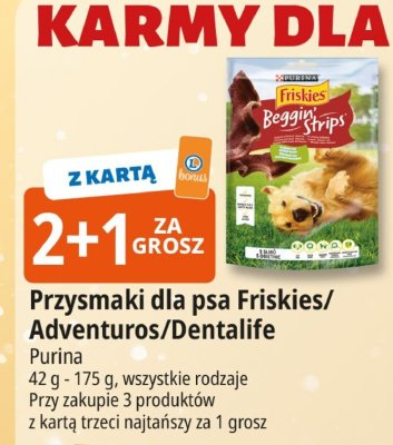 Przysmaki dla psa Friskies/Adventuros/Dentalife Purina promocja w Leclerc