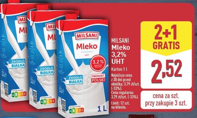 Mleko 3.2% Milsani promocja