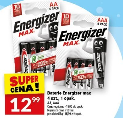 Baterie Energizer max 4 szt. promocja w Twój Market