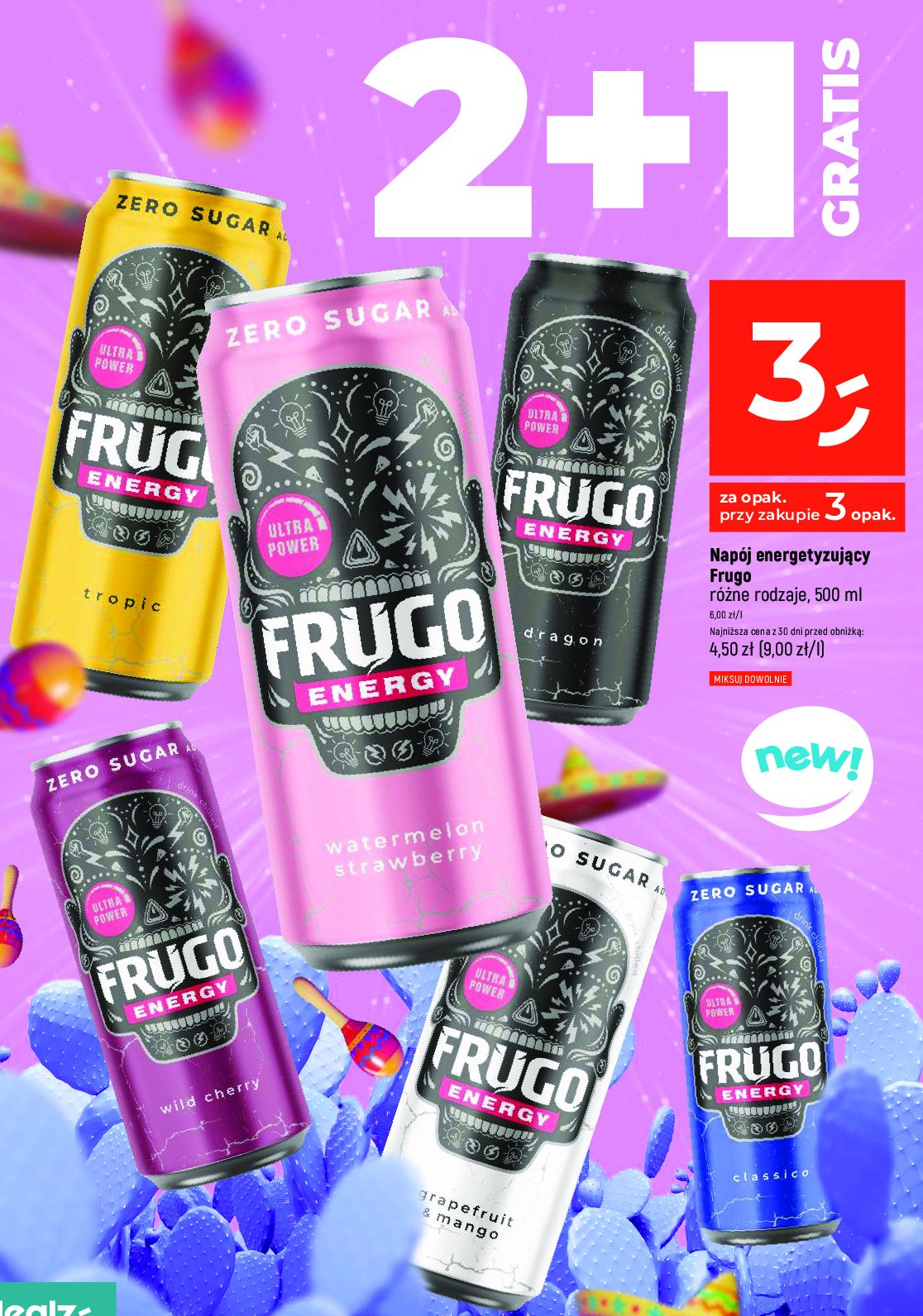 Nap贸j energetyczny grapefruit & mango zero Frugo wild punch promocja