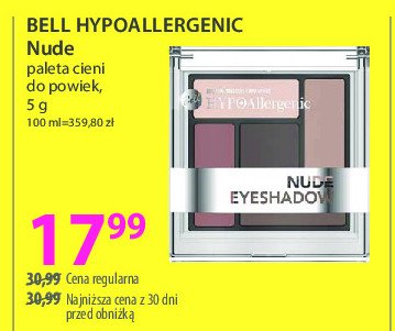 Cienie do powiek satynowo-kremowe nude eyeshadow nr 01 Bell hypoallergenic promocja w Hebe