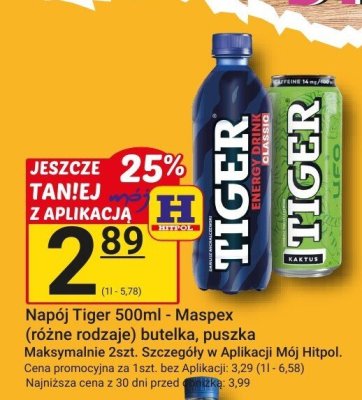 Napój Tiger 500ml - Maspex (różne rodzaje) butelka, puszka promocja w Hitpol