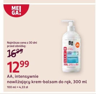 Krem-balsam AA, intensywnie nawilżający do rąk, 300 ml promocja w Rossmann