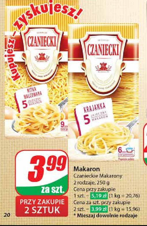 Makaron 5-jajeczny nitka walcowana Czaniecki promocja