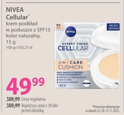 Krem-podkład NIVEA Cellular krem-podkład w poduszce z SPF15 kolor naturalny promocja w Hebe
