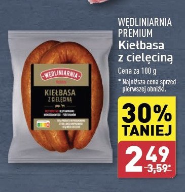 Kiełbasa z cielęciną Wędliniarnia premium promocja w Aldi