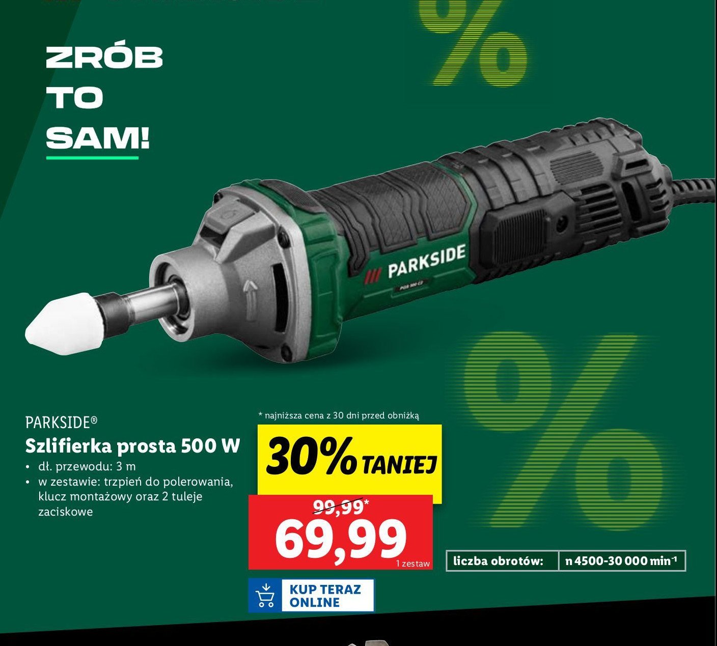 Szlifierka prosta 500 w Parkside promocja