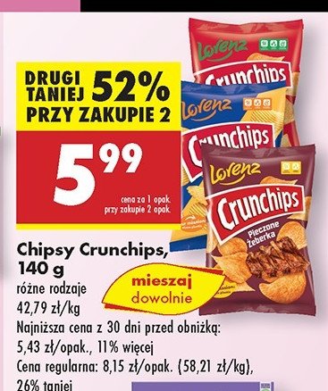 Chipsy paprykowe Crunchips Crunchips lorenz promocja w Biedronka