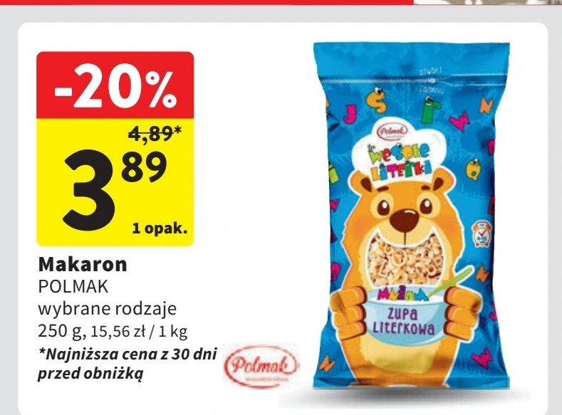 Makaron wesołe literki Polmak promocja w Intermarche