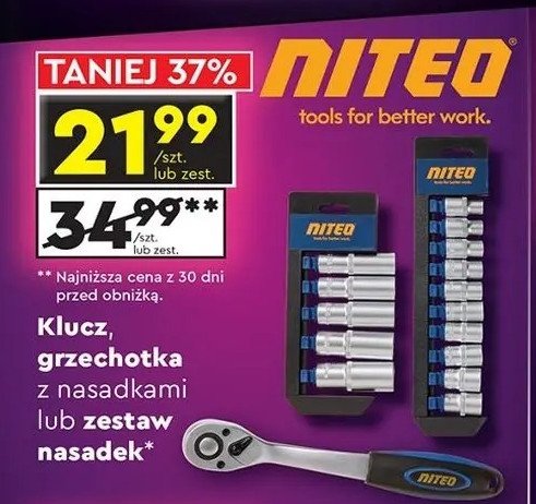 Zestaw nasadek 1/2 Niteo tools promocja w Biedronka