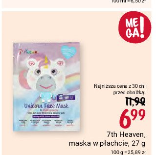 Maska w płachcie unicorn 7th heaven promocja