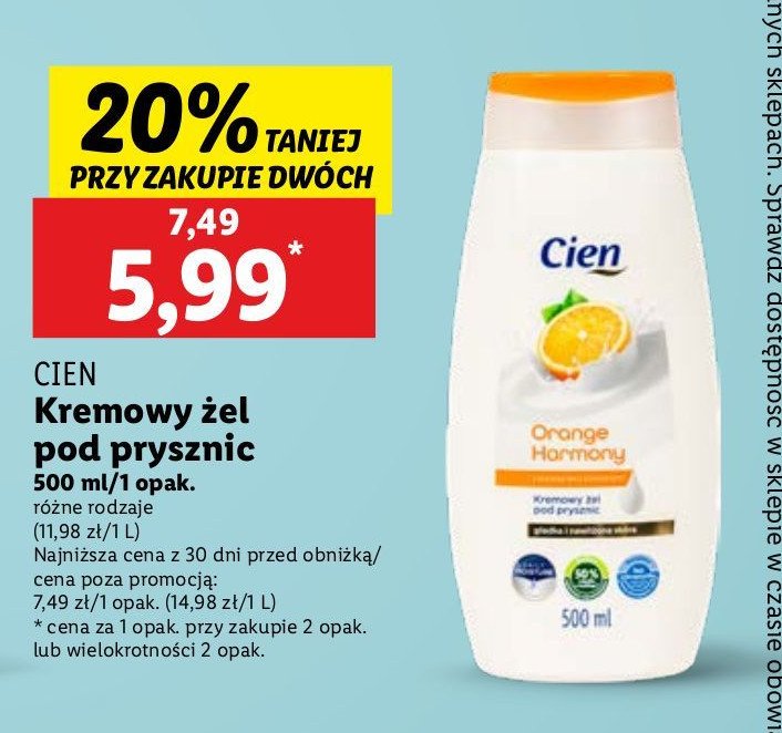 Perłowy żel pod prysznic orange harmony Cien promocja