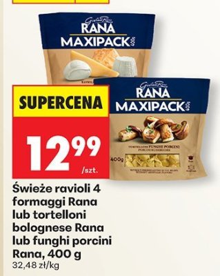 Świeże ravioli 4 formaggi Rana lub tortelloni bolognese Rana lub funghi porcini Rana promocja w Biedronka